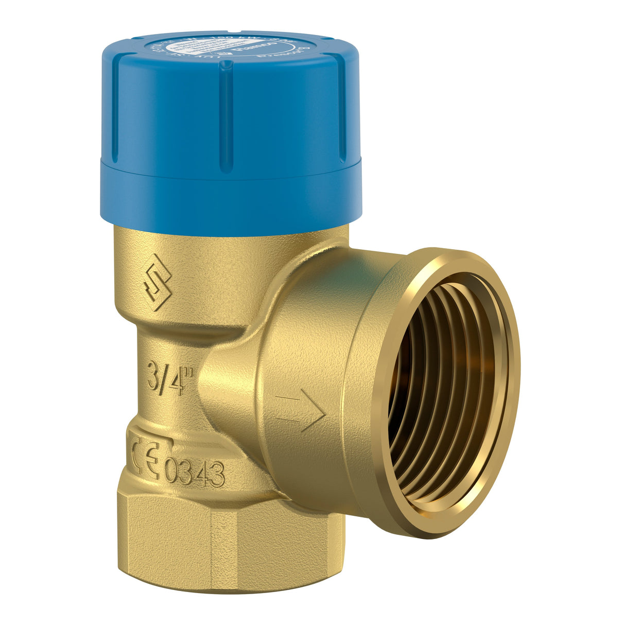 COMFORT Membran-Sicherheitsventil A22 Eckform DN 20 (3/4) 8 bar aus Messing